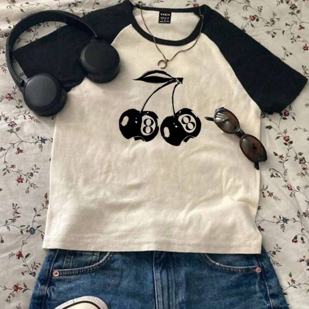 Cherry 8ball graphic baby tee #streetwear #skater